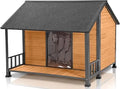 Outdoor Weatherproof Dog House, Easy to Assemble Puppy Shelter with All-Around Iron Frame & Fir Wood, Ideal for Large Dog Bree
