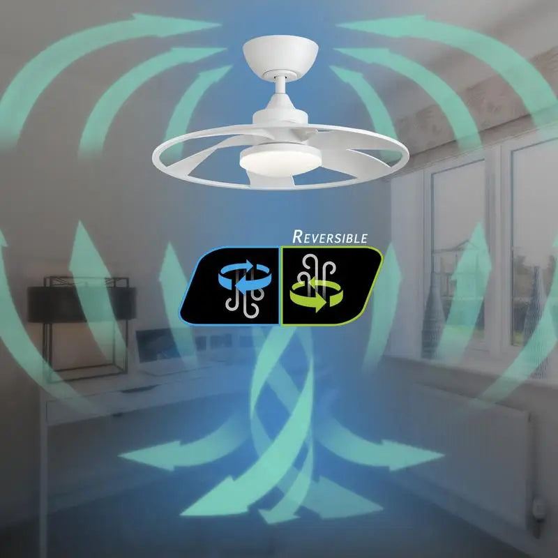 22-inch LED Indoor Smart Ceiling Fan with DC Motor, Matte White Finish