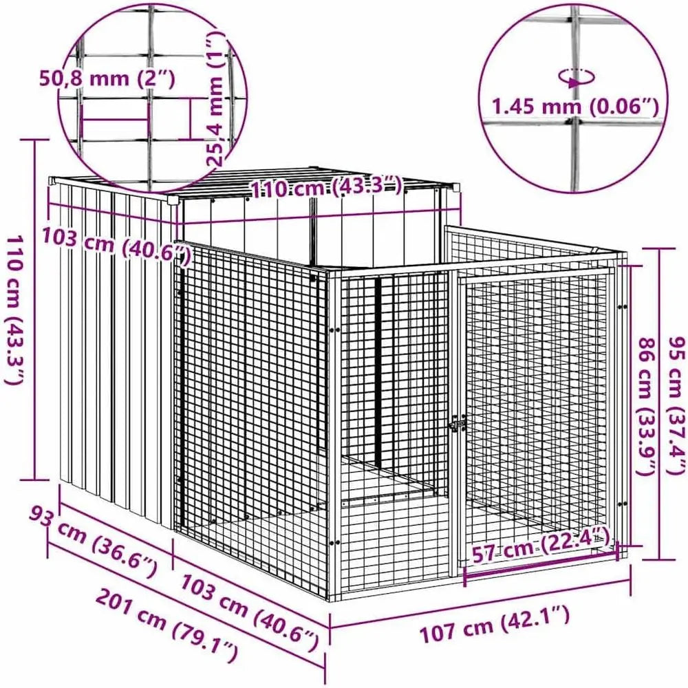 Multi-Functional Outdoor Gray Steel Dog Kennel with Run for Protection and Convenience