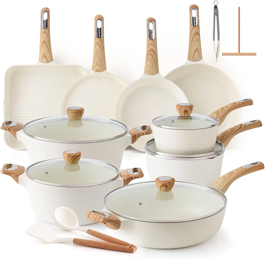26-Piece Ceramic Nonstick Cookware Set, Induction Compatible Pots and Pans for Healthy Cooking