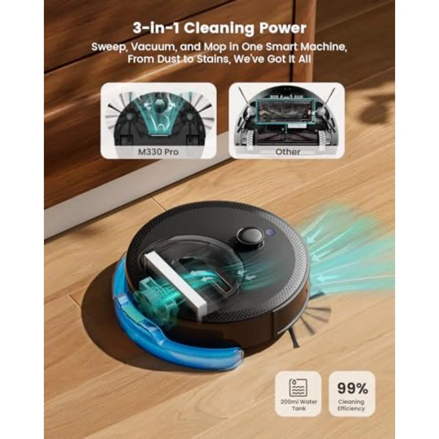 LiDAR Robot Vacuum and Mop 450ml Visible Dustbin with Upgraded 190 PSD Obstacle Avoidance for Pet Hair Carpets Multi-Floor Mapp