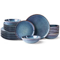 Ceramic Dinnerware Sets Handmade Reactive Glaze Stoneware Plates and Bowls for 8 Service Dishwasher and Microwave Safe Highly S