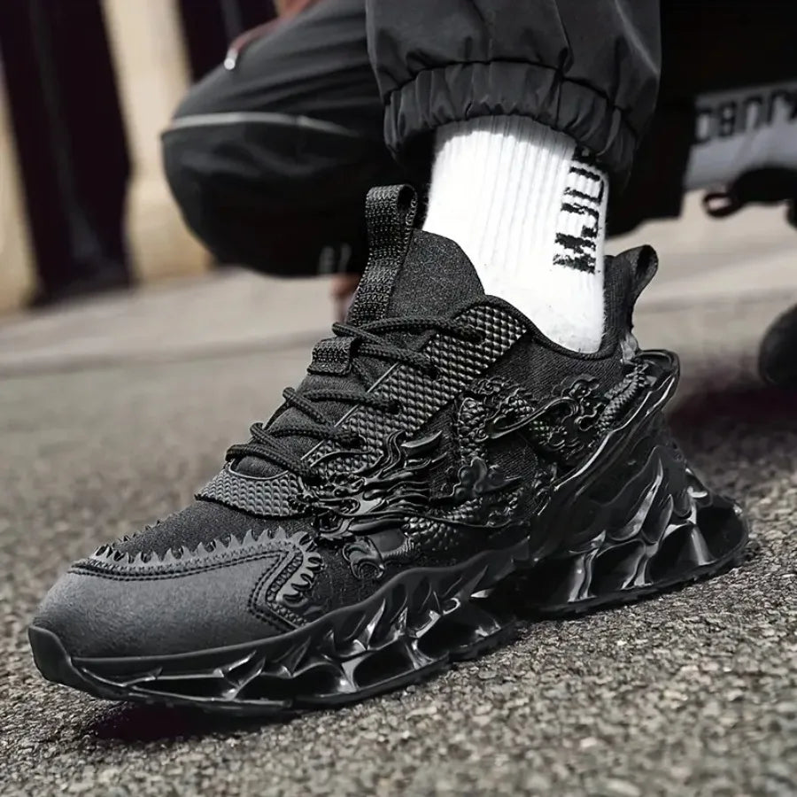 Men's Breathable Blade Sneakers - Lightweight Running and Hiking Shoes with Non-Slip Traction Low-Top Lace-Up Sole and Cushioni