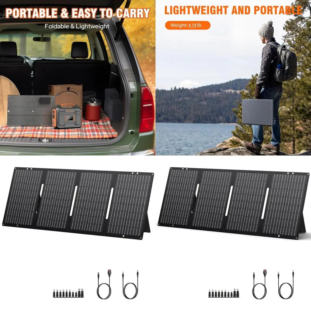 60W Portable Solar Panel with DC, USB-C, and USB-A Outputs for Laptop, Outdoor, Camping, and Road Trip Power Needs