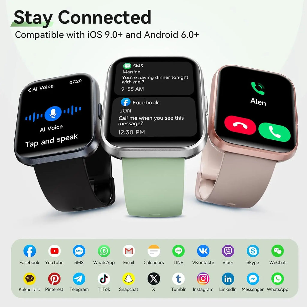 Smart Watches for Women & Men, 120+ Sport Modes, Heart Rate Monitor, Bluetooth Calls, HD Display