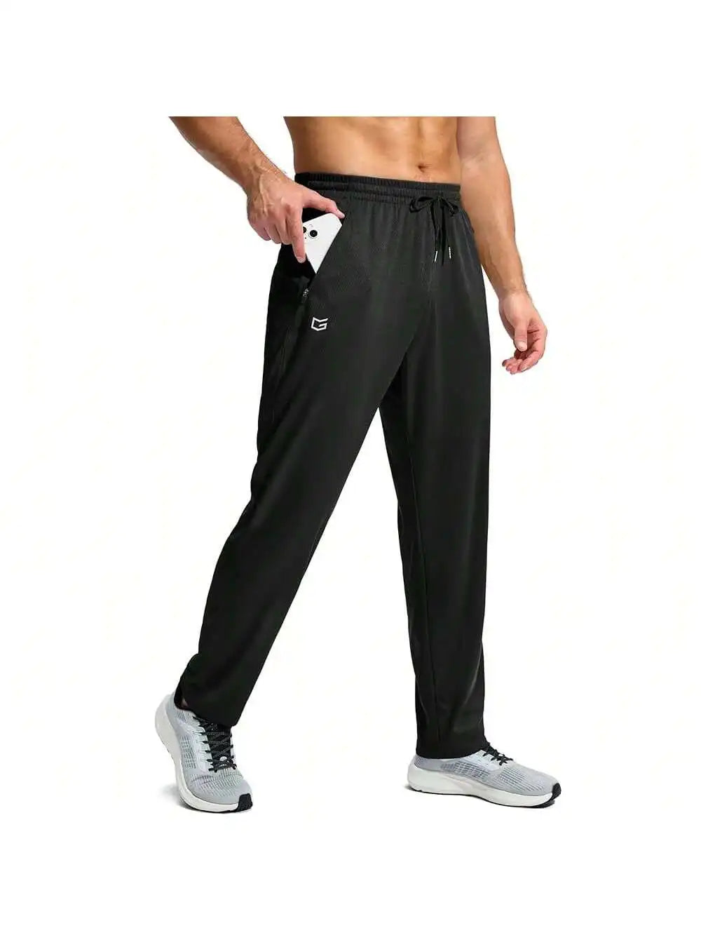 Mens Lightweight Mesh Sweatpants With Zipper Pockets Open Bottom Athletic Pants