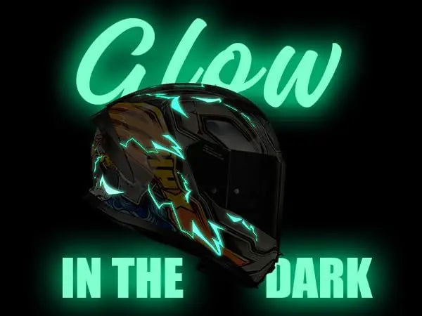 Force Glow-in-The-Dark Aerodynamic Full Face Helmet for Street E-Bikes DOT ECE Certified-Enhanced Dual Visor Adult Size Pinlock