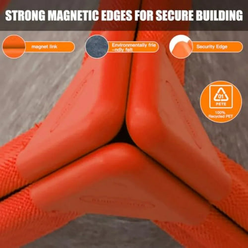 16-Piece Magnetic Fort Building Panels for - Bright Orange Creative STEM Building Blocks Kit for Indoor Playhouse Tunnels Struc