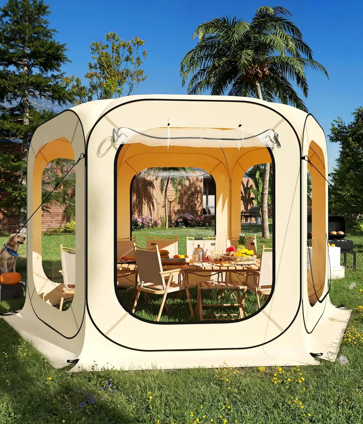 Outdoor All Weather Pop Up Tent Rainproof Camping Sun Shelter Coldproof & Windproof Instant Tent Shelter for Camping Patio Sport