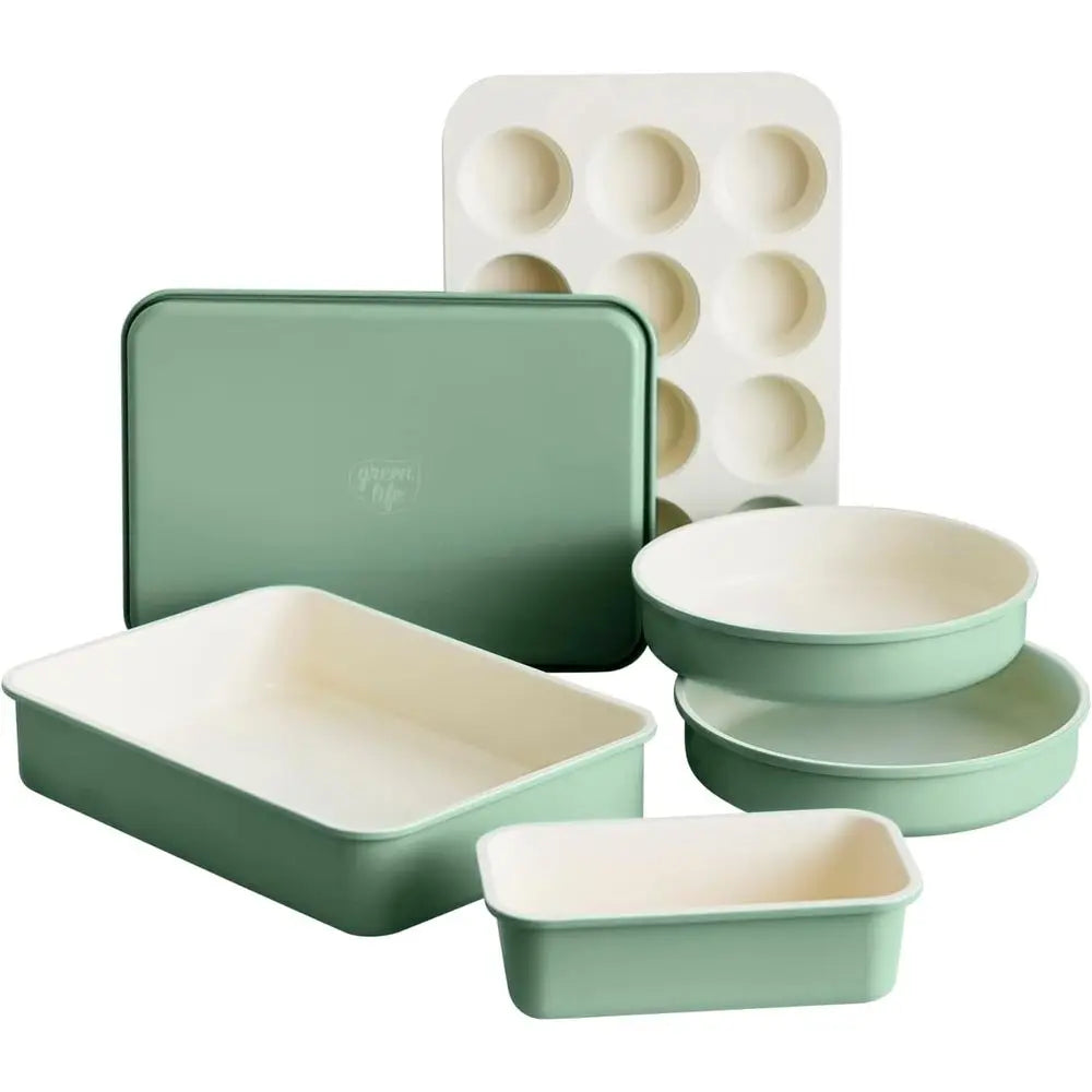 6-Piece Nonstick Bakeware Set: Safe Oven Pans, Dishwasher and Oven Safe to 450°F, Easy Release Baking Sheets, Loaf, Round, and S