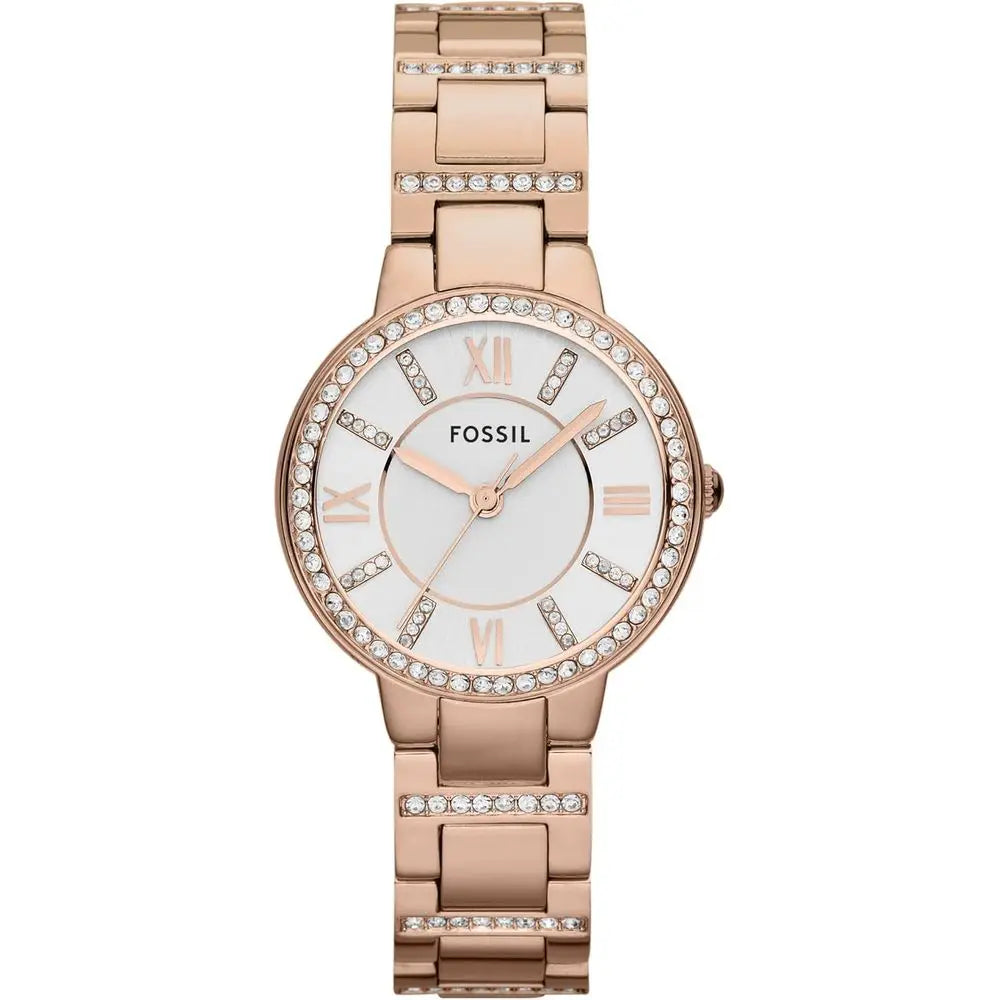 ossil Women's Watch, Virginia Quartz StainlSteel Three-Hand Watch or Women, Color: Rose Gold Glitz