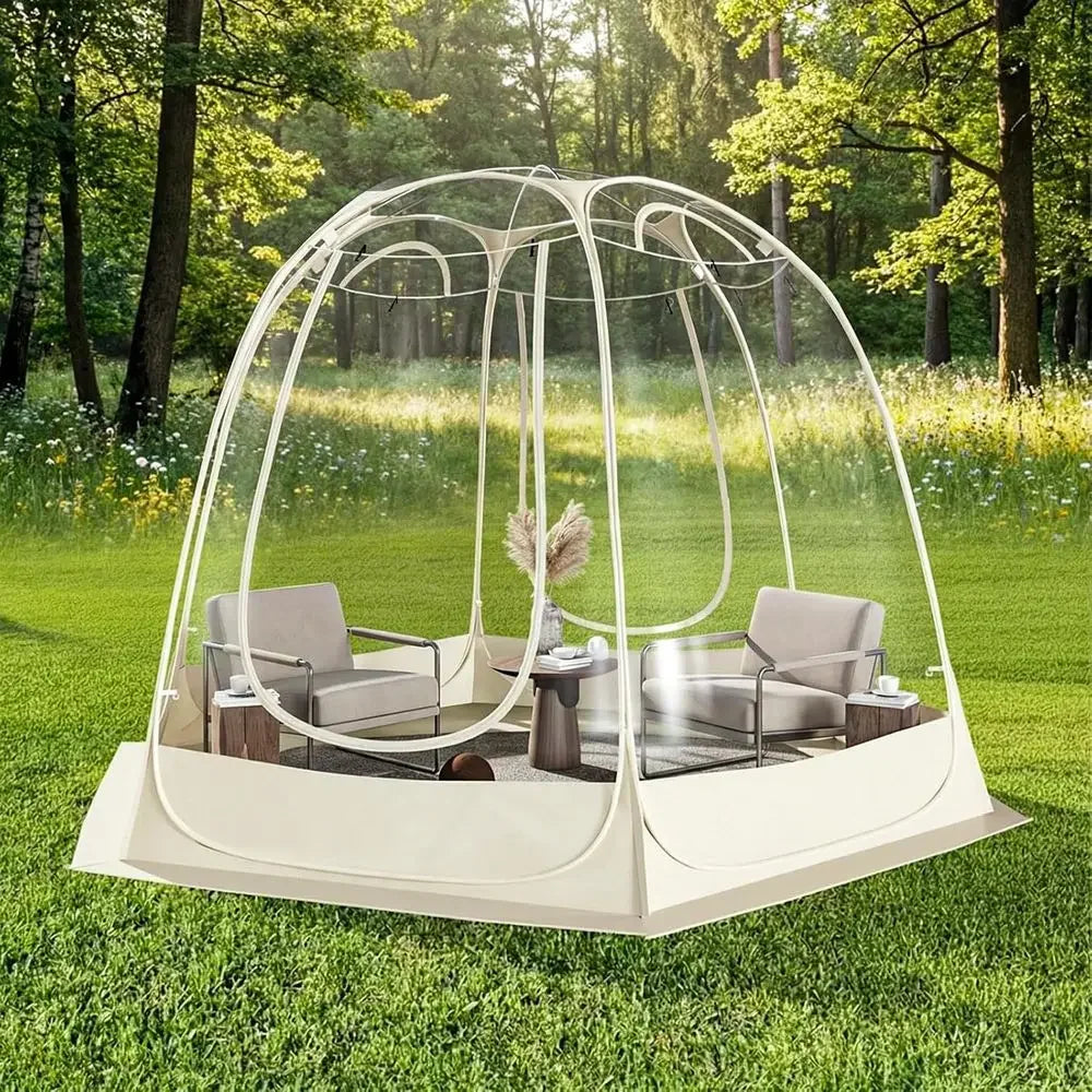 12-14 Person Weather-Resistant Outdoor Bubble Tent with Ventilation Windows for Camping, Parties, and Backyard Gatherings, Beige