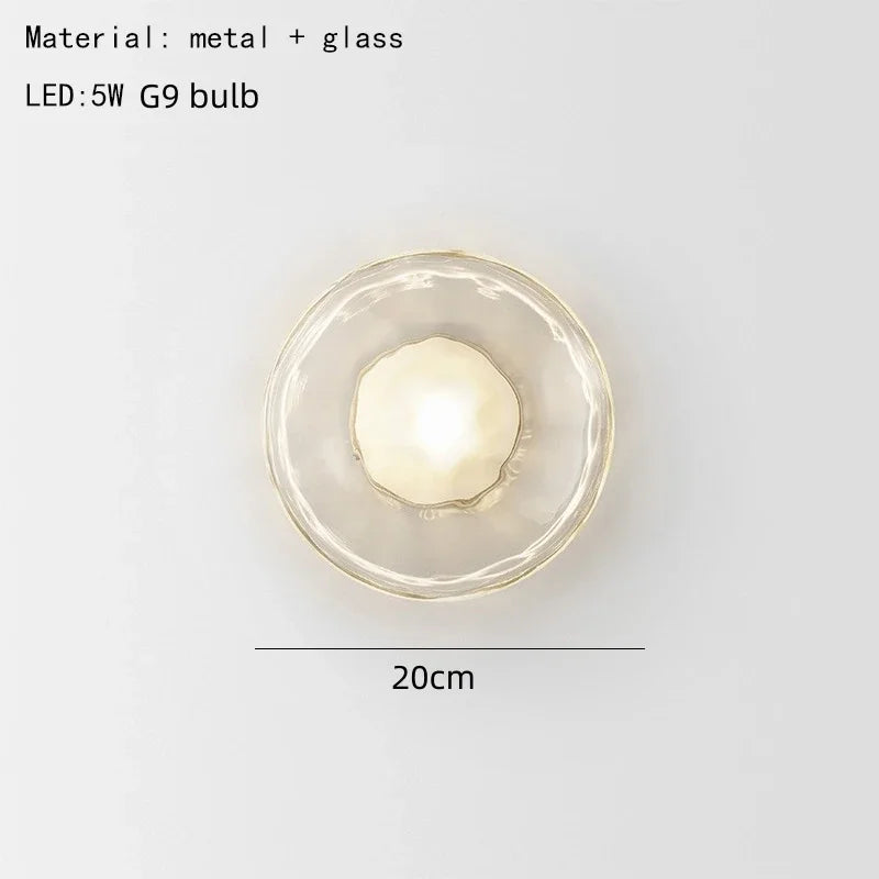 Nordic Gray White Clear Glass  Light Gold Black Metal Lamp G9 Bulb for Bedroom Parlor Restaurant Corridor Aisle Wall Decor