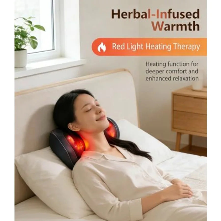 Shiatsu Neck and Back Massager with Heat Deep Tissue Massage Cushion for Pain Relief 20-Node Kneading Vibration Infrared Heatin
