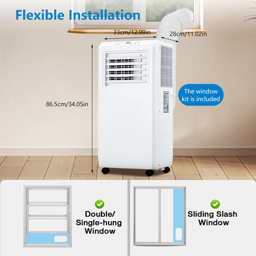 10000 BTU Portable Air Conditioner, 3-in-1 Cool/Dehumidifier/Fan For 450 Sq Ft, Quiet Floor AC With 24H Timer & Window Kit