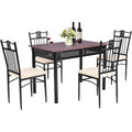 5-Piece Dining Set, Elegant Kitchen Table with 42 Round Table and 4 Upholstered Chairs, Suitable for Home, Coffee Shop, and Rest