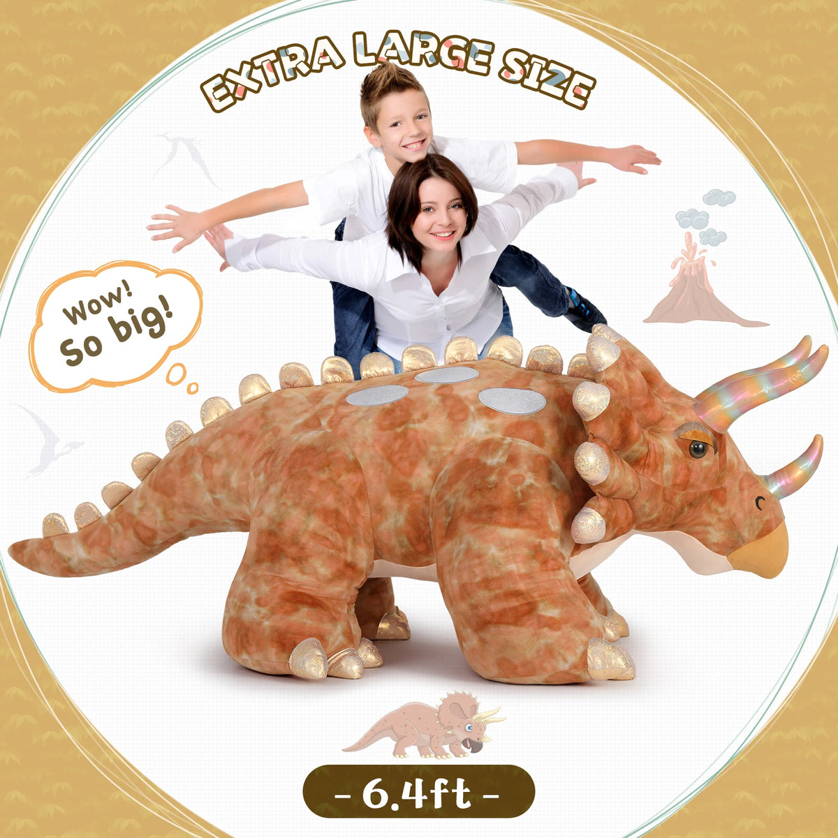 MorisMos Dinosaur Stuffed Animal 6.4ft Extra Large Triceratops Dinosaur Plush Toys Dino Plushie for Dinosaur Party Favors Gift