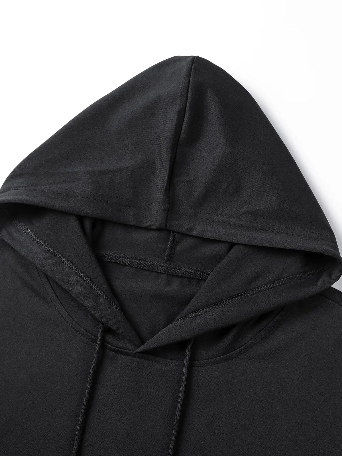 Men's Black Sleeveless Hooded Tank Top with Drawstring and High-Low Hem
