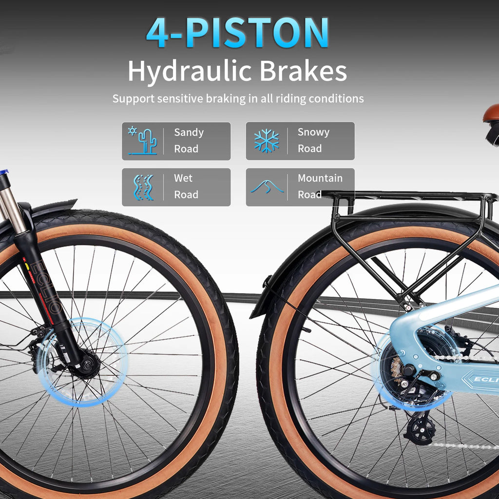 Carbon Fiber Electric Bike, 960WH Dual Battery 120Miles Ebike, Peak 1000W Motor 25MPH, 26'' Big Tires, 7-Speed, Hydraulic Brakes