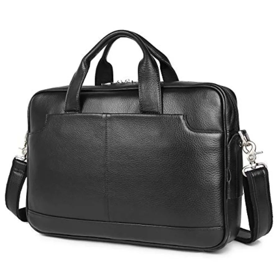Augus Leather Laptop Briefcase for Men Waterproof Travel Messenger Duffle Bags 15.6 Inch Laptop Bag Brown Premium Leather Durab