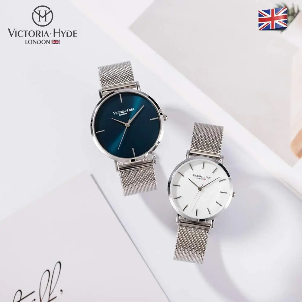 Couple Watches for Men Women, Genuine Leather and Stainless Steel Mesh Bands, Waterproof Quartz Wristwatch Set for Lovers
