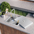 21 x 18 Drop-In Stainless Steel Single Bowl Kitchen Sink with Dust Lid, Cutting Board, and Faucet for Bar, RV, and Outdoor Use