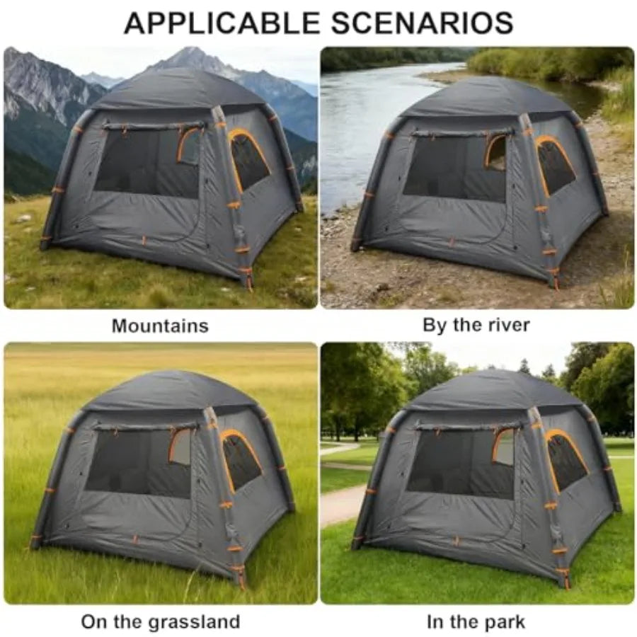 Inflatable Tents for Camping 2/4 Person Easy Setup Blow Up Tents for 4 Seasons Waterproof Air Glamping Tents for Camping Adult