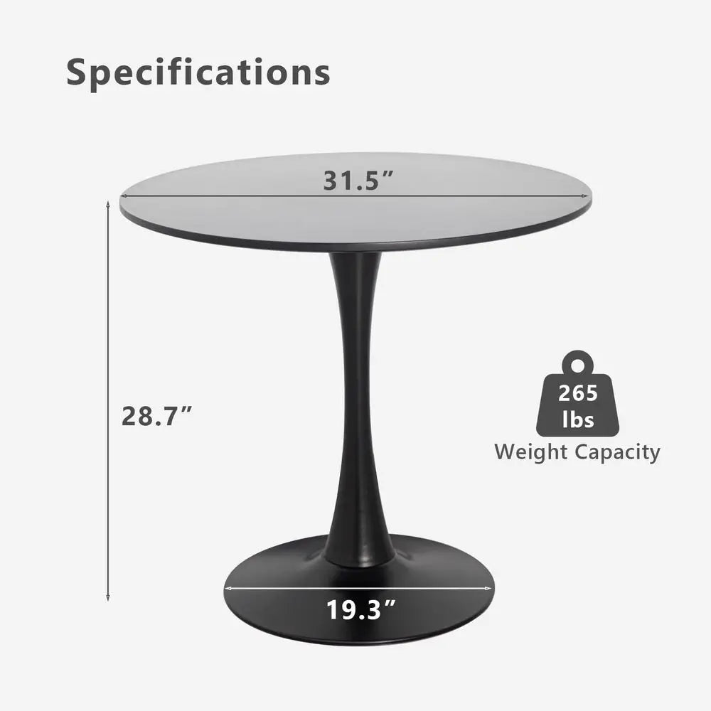Table and Chair Set 31.5 Black Round Tableamp2 Boucle Upholstered Chairs for Kitchen Dining Room Small Space 3 Piece Dining Tabl