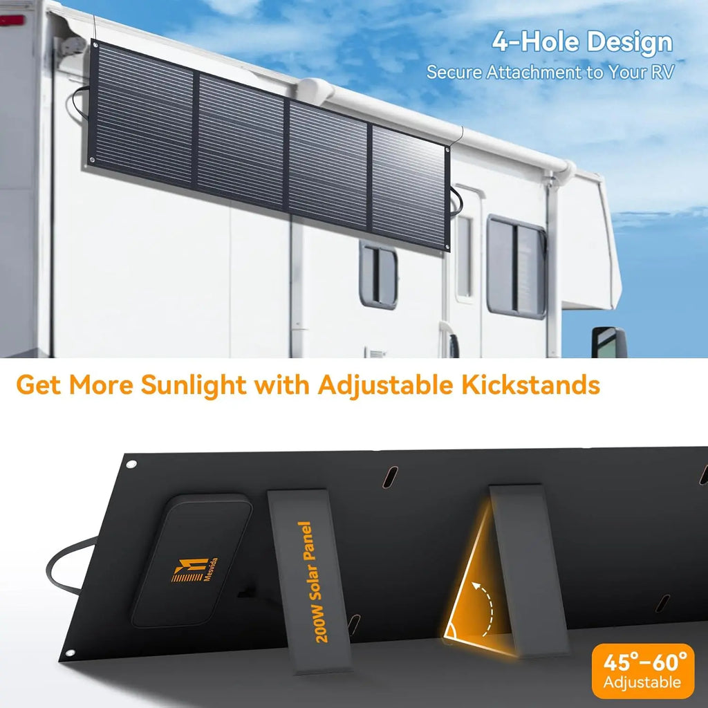 200W Portable Foldable Solar Panel with IP68 Waterproof ETFE Coating, 24V MC4 Output for Camping RV Emergency Backup