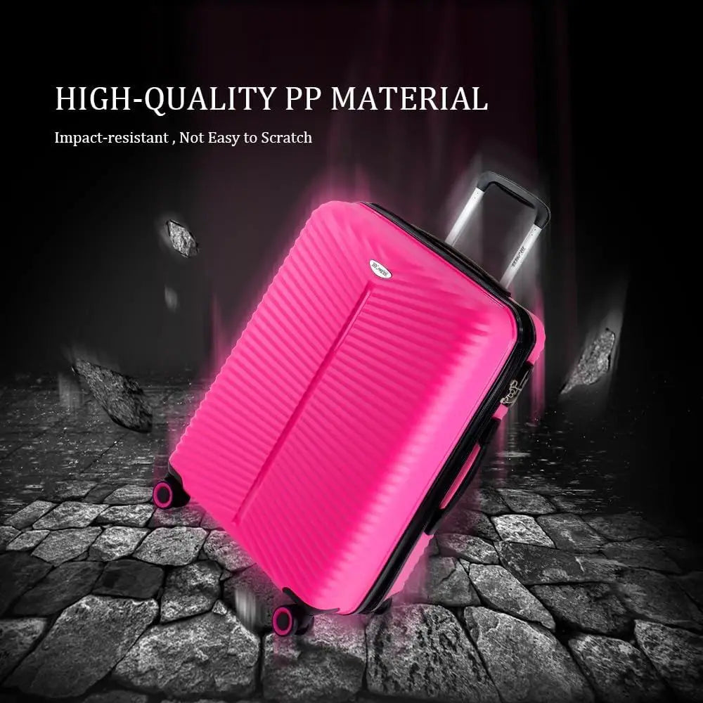 3-Piece Luggage Set: 20/24/28 with Combination Lock, Large Spinner Wheels, Unisex Travel Suitcase, Pink