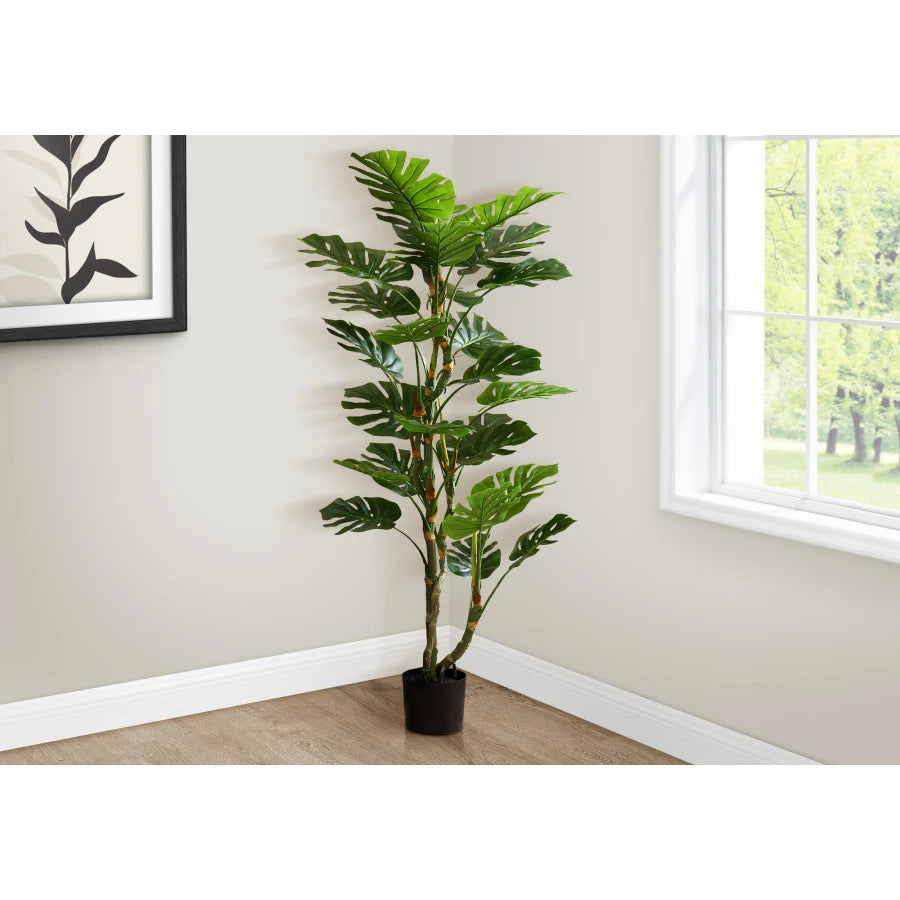 Artificial Plant 61 Tall Monstera Tree Indoor Potted Floor Decor Real Touch Green Leaves Black Pot