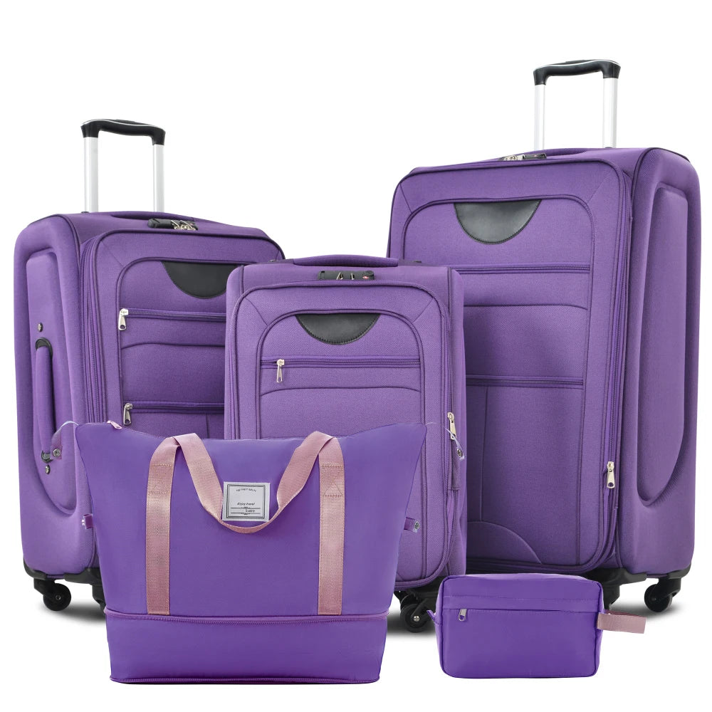 3 Piece Softside Expandable Luggage Set 22/26/30 Inch Duffel Bag Upright Spinner Wheels Lightweight Softshell Travel Luggage