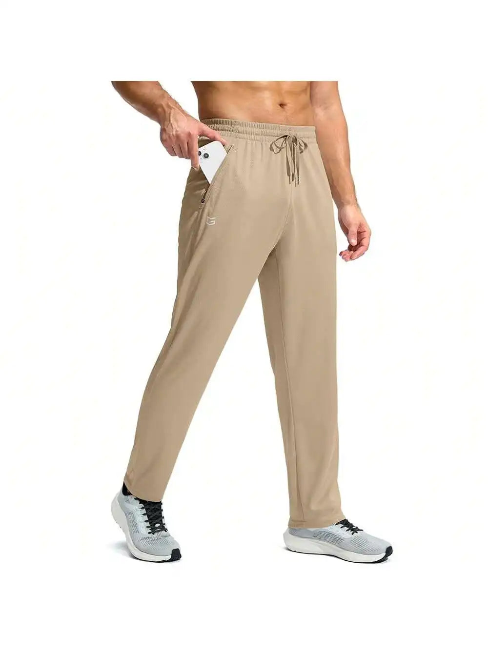 Mens Lightweight Mesh Sweatpants With Zipper Pockets Open Bottom Athletic Pants