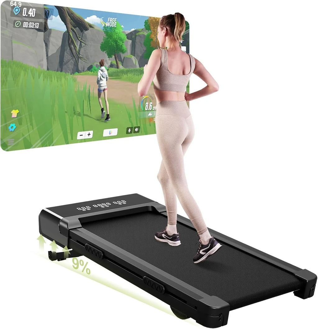 Foldable Treadmill 9% Incline 3.8mph/6kph Walking Pad for Home Treadmills LCD Screen APP Monitoring 3.0HP Motor Exercise Machine
