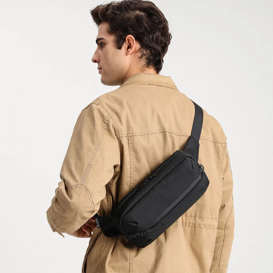 【New style】Green breast bag men's Oxford cloth water-proof shoulder bag multi-functional storage casual mobile phone pocket bre