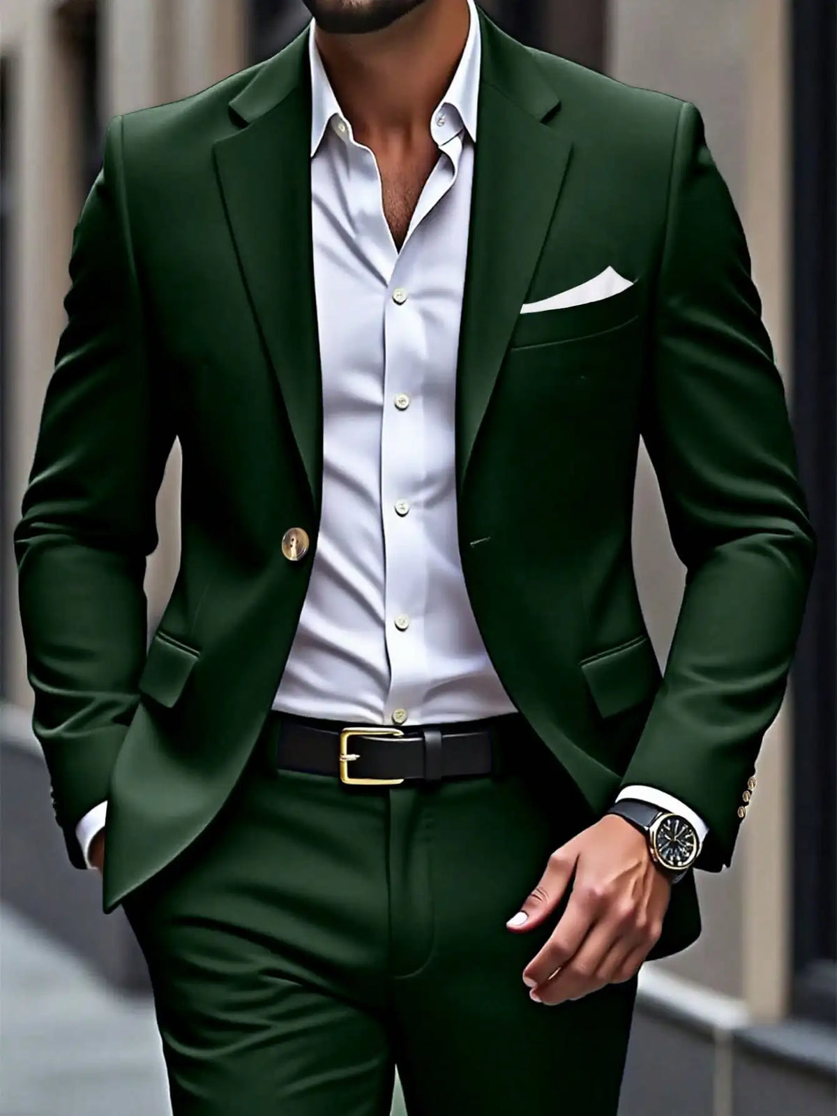 Men's Single Breasted Brown Suit Jacket And Pants Set
