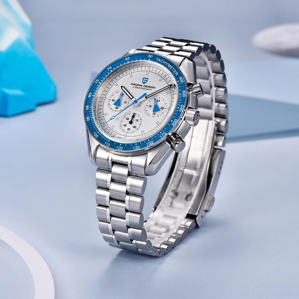 PAGANI DESIGN Fashion Blue Luxury Quartz Watch For Men Sport Chronograph AR Sapphire crystal Luminous Wrist watch Men For 2026