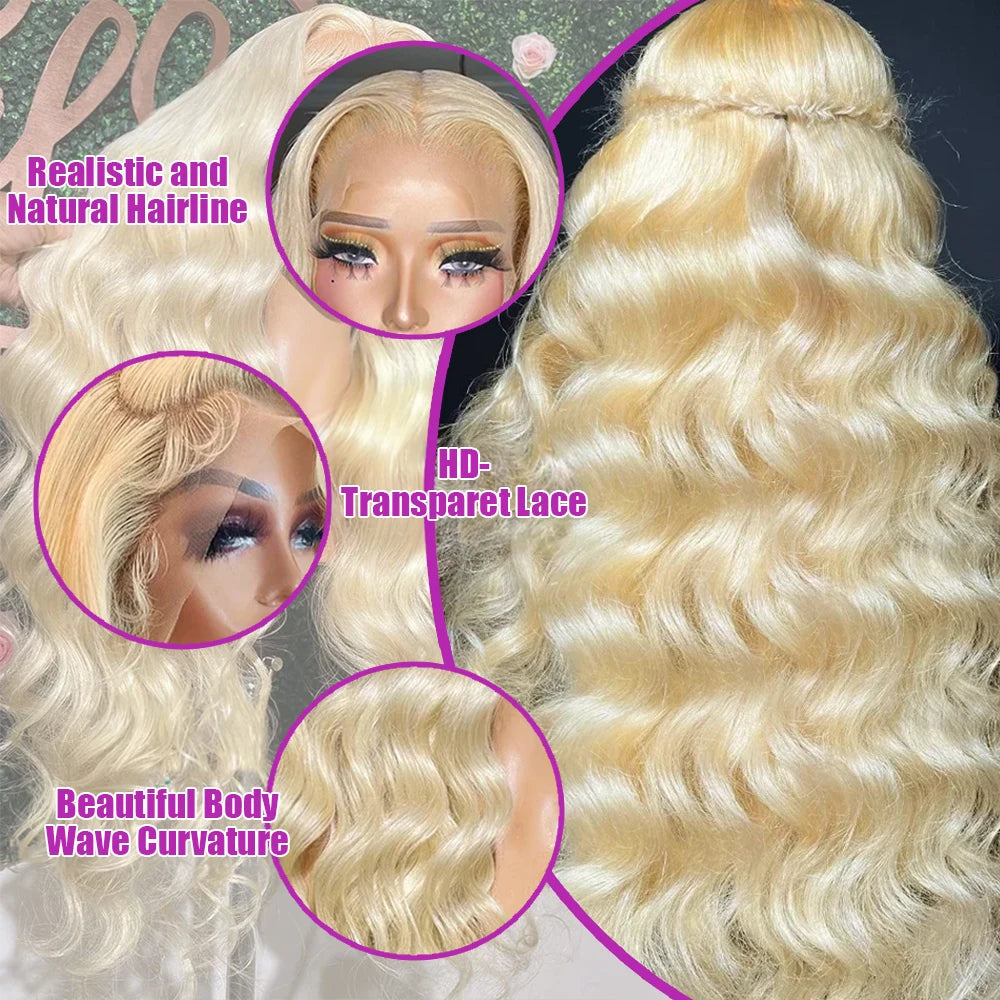 613 Honey Blonde 13x6 HD Transparen Body Wave Lace Front Human Hair Wig Colored 13x4 Human Hair Lace Frontal Wig For Black Women