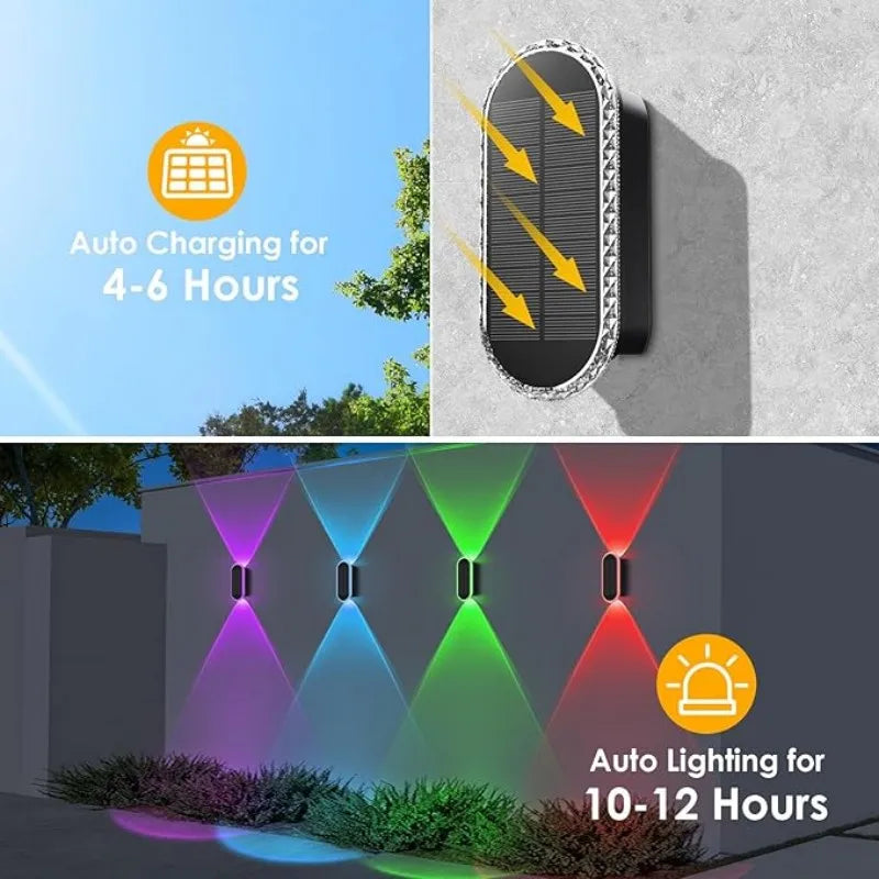 IP65 Waterproof Solar Fence Lights - 3000/4000/6000K 3 Modes for Backyard/Garden/Patio/Garage and Wall Decoration (8 Pack)