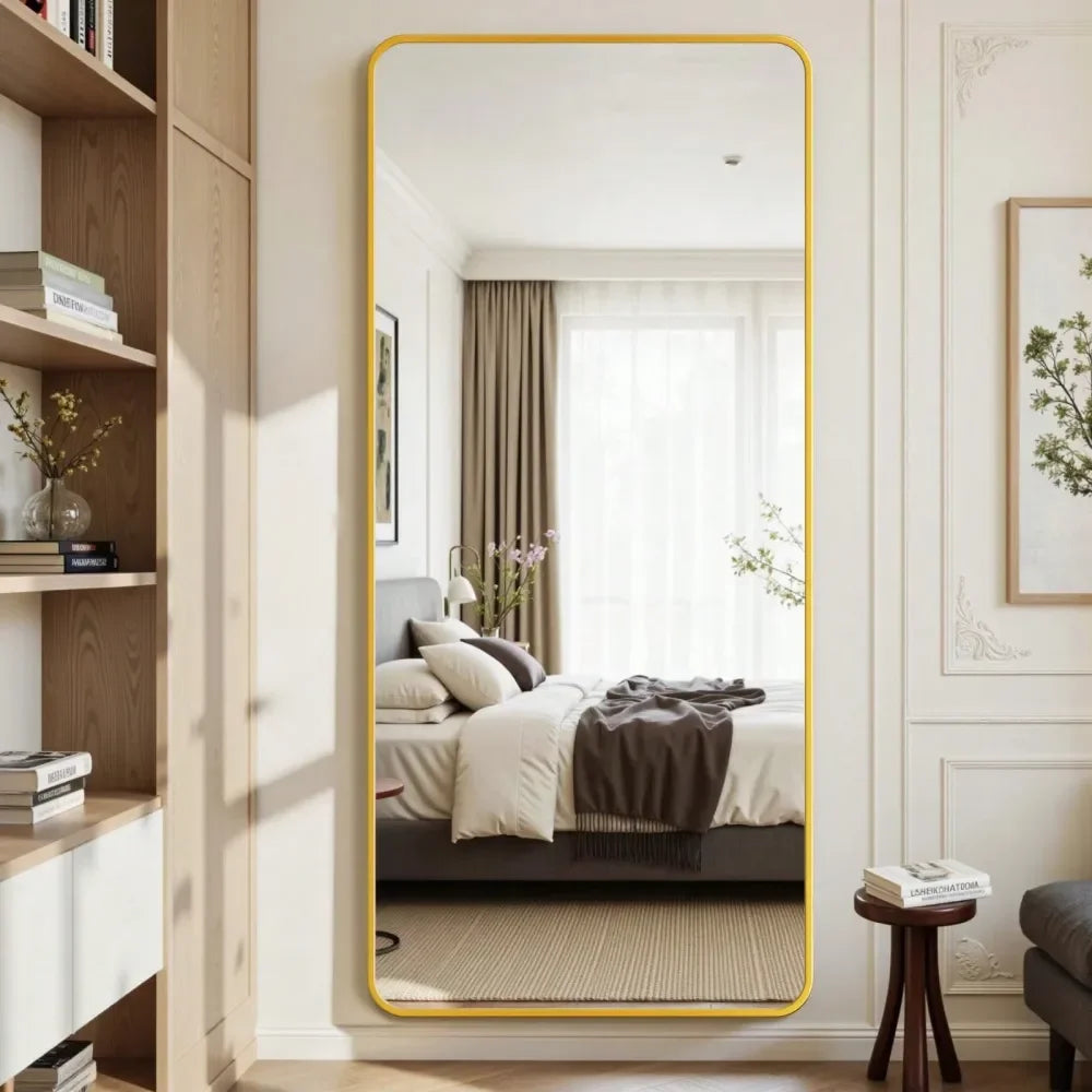 ShatterProof 60 X20 Round And Square FullLength Mirror With Aluminum Alloy Frame, Standing Floor Mirror For Bedroom, Living Roo