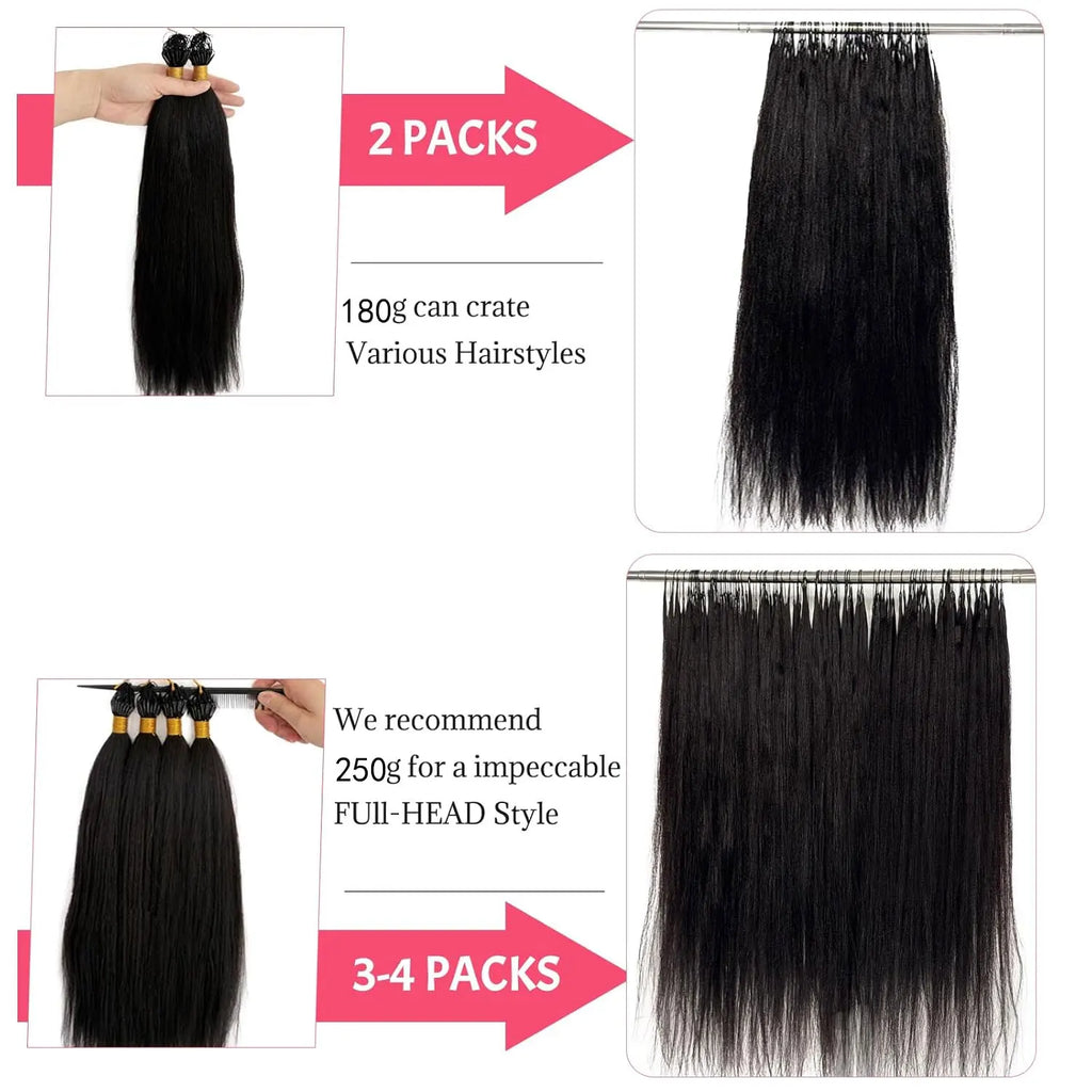 Yaki Crochet Human Hair Extension 30 Inch Yaki Straight Pre Separated Miracle knots Invisible Crochet Hair Bundles Boho Braids