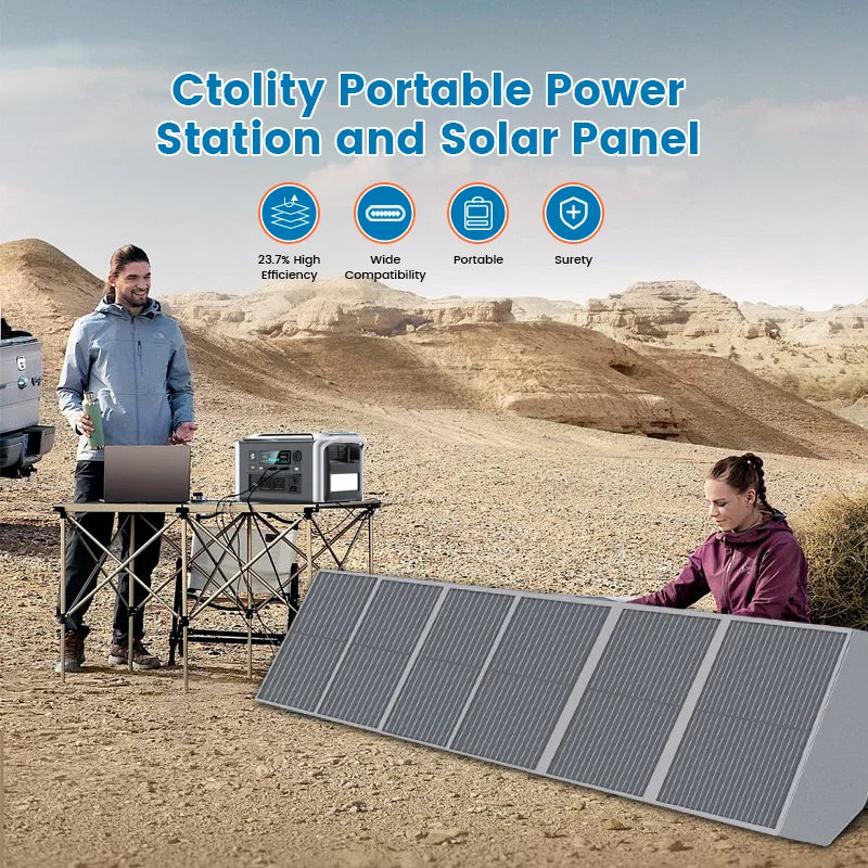 Ctolity 100W 200W Portable Solar Panel, with PD Box Charger, XT60 USB Port, Balcony Photovoltaic, for Camping Power Energy
