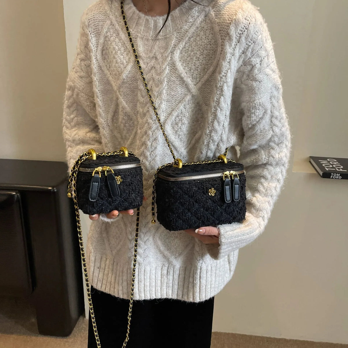 Designer Mini Shoulder Purse Lingerie Embroidery Line Small Square Female 2025 New Fashion Chain Crossbody Luxury Handbag Cosmet