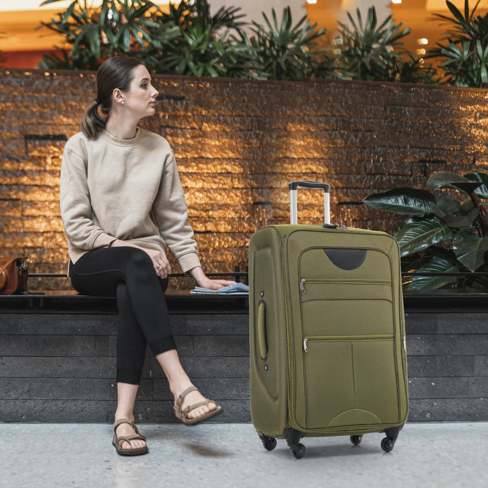 Lightweight Softshell Upright 3PCS Expandable Softside Luggage Set Spinner Wheels Travel Suitcase 22/26/30 Inch