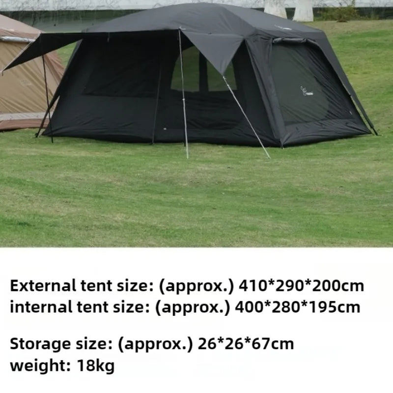 Portable Folding Outdoor Tent Two-bedroom Beach Waterproof Sunshade Luxury Double-layer Tent Family Camping Nature Hike Tents