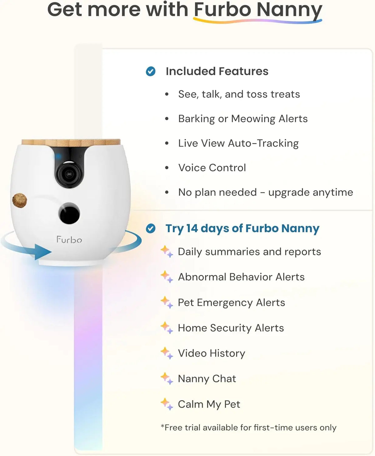 New 2K Pet Camera with Treat Dispenser, Night Vision & Phone App - No Subscription Needed