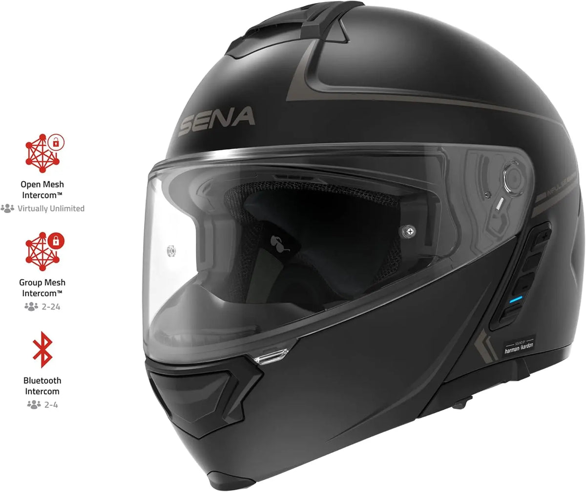 Impulse DOT Flip Up Modular Bluetooth Helmet w/Sound by Harman Kardon Dual Visor Helmet with Integrated Mesh Intercom System / M