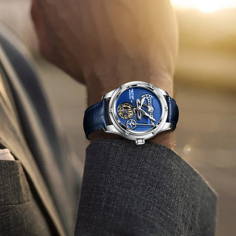 PINDU Design New Oil Well Mechanical Watch Men Miyata 8215 Movement Sapphire Mirror Waterproof Business Mechanical Wristwatches