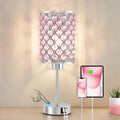 Crystal Table Lamp Touch Lamp with USB C+A Ports Dimmable Lamp with Crystal Shade Bedside Lamp Small Lamp for Girl Bedroom Livi
