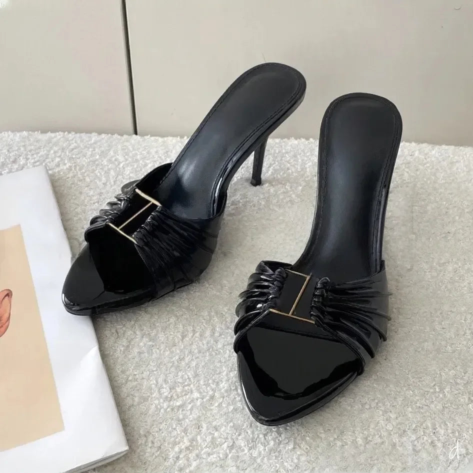 Designers' high heels, women's fishmouth, thin slippers, letters and empty high-heeled sandals, pointed shoes. size 35-41 000